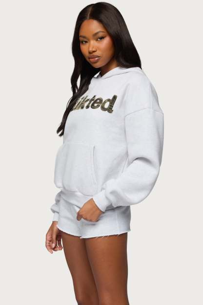 Edikted Cutie Hoodie - LIGHT-GRAY-MELANGE