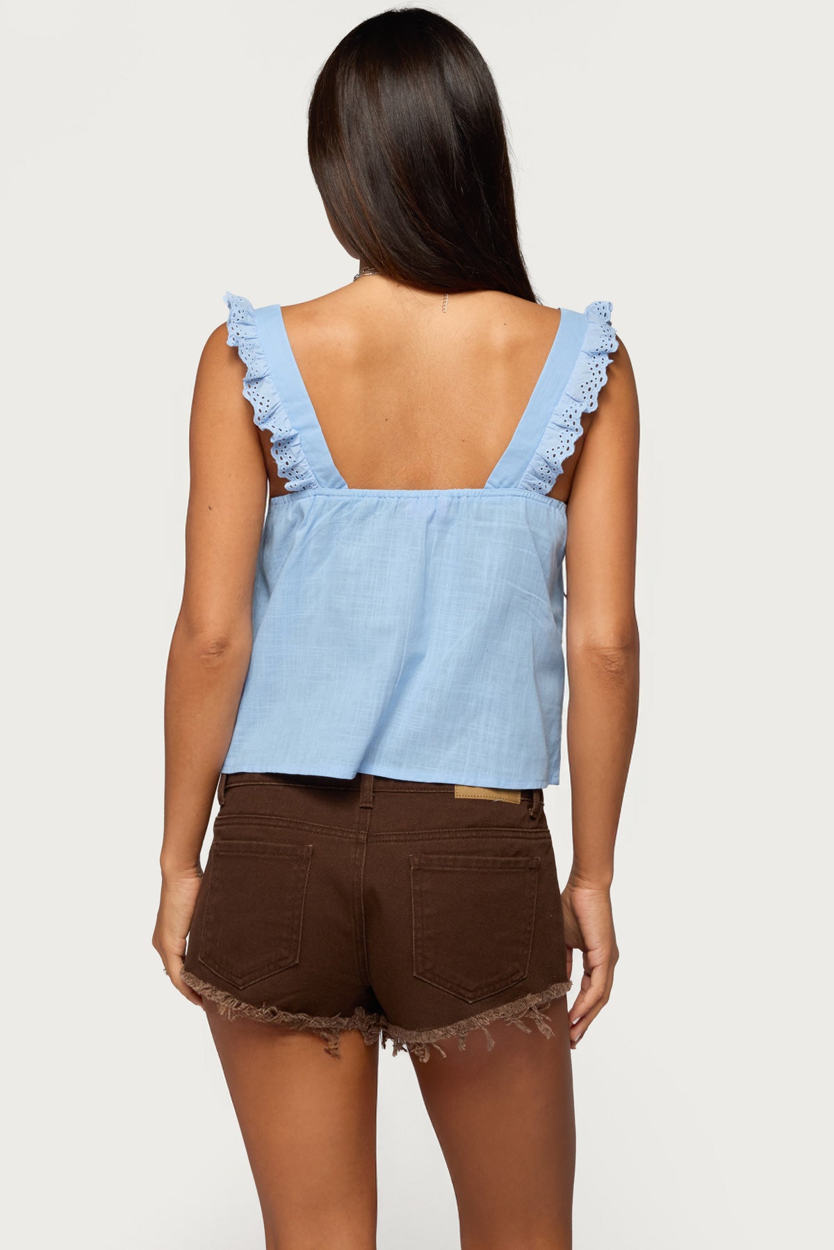 Viviana Linen Look Top - LIGHT-BLUE