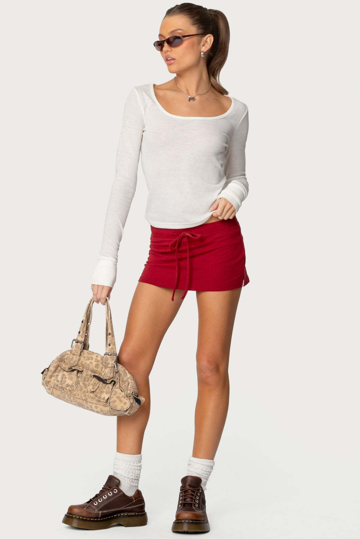 Bayside Slitted Micro Skort - BURGUNDY