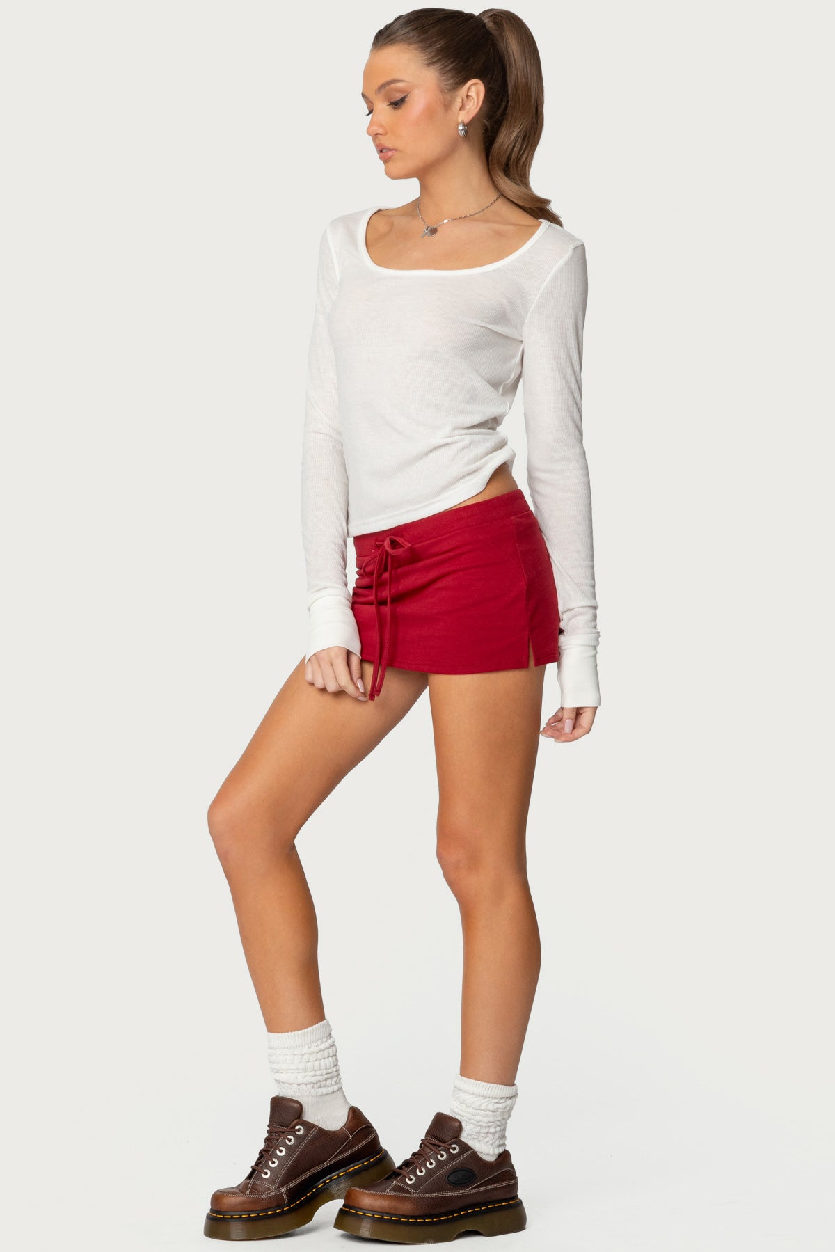 Bayside Slitted Micro Skort - BURGUNDY