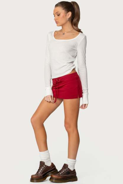 Bayside Slitted Micro Skort - BURGUNDY