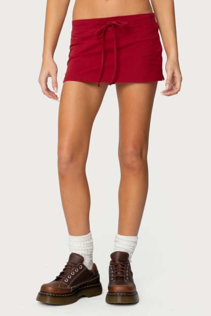 Bayside Slitted Micro Skort - BURGUNDY