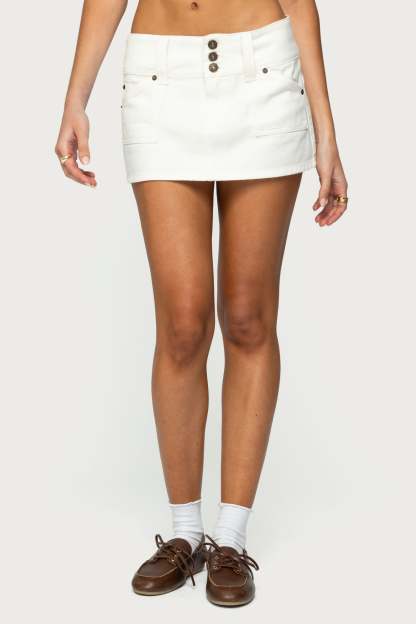 Mckinley Denim Mini Skirt - WHITE