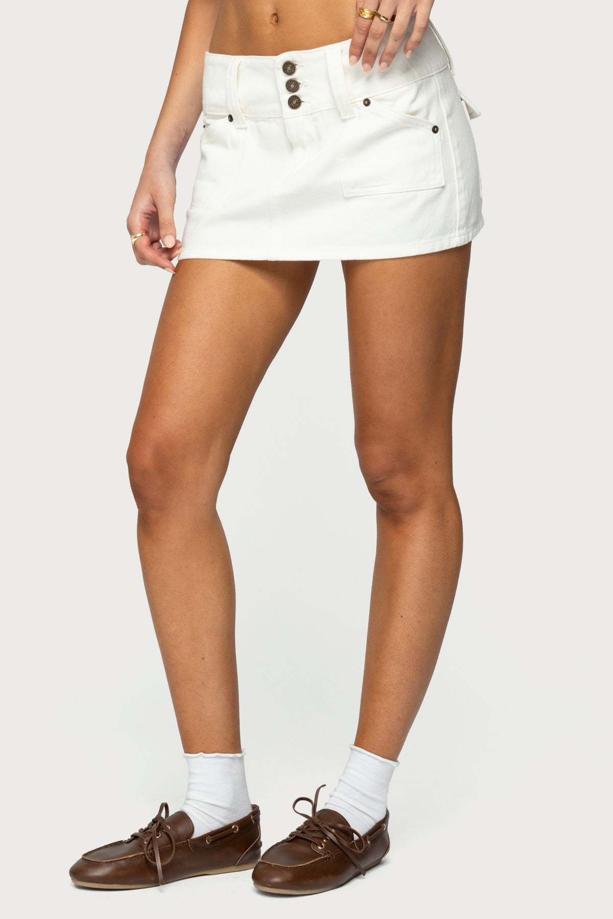 Mckinley Denim Mini Skirt - WHITE
