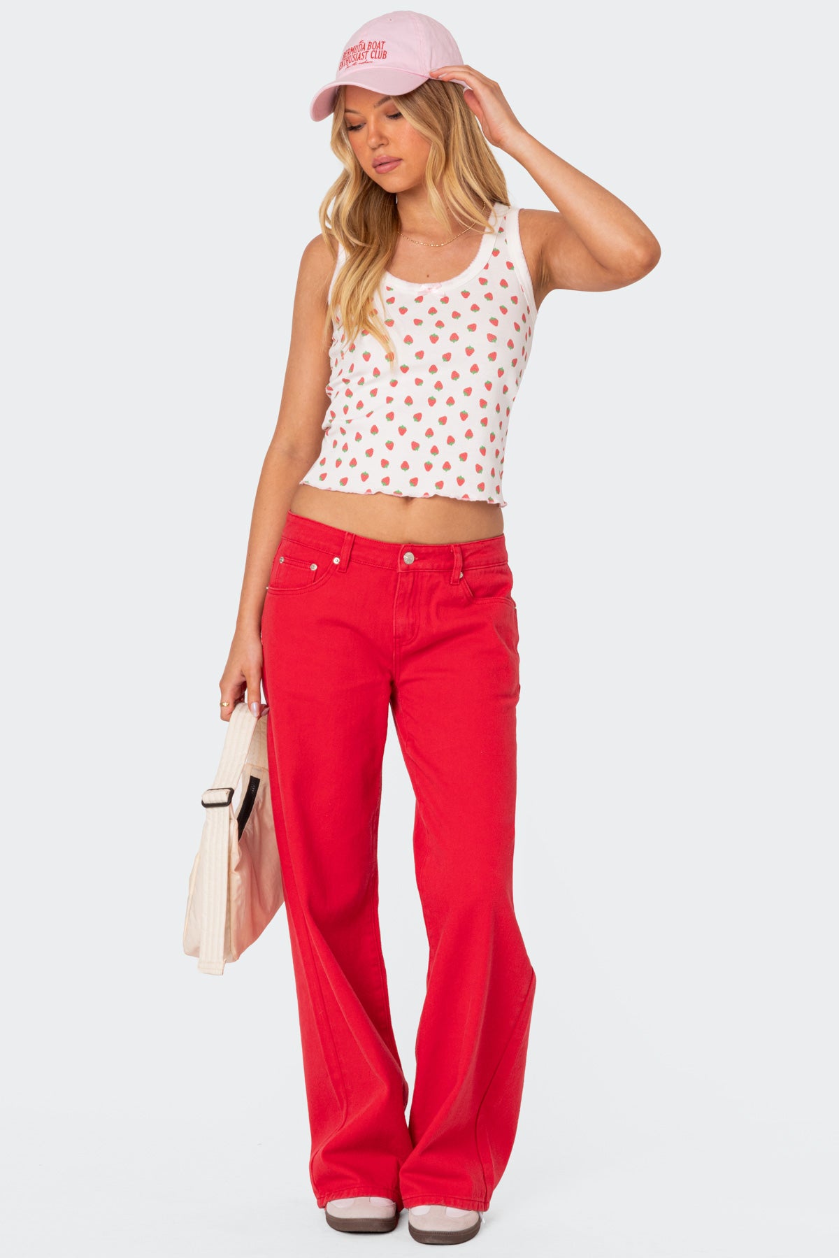 Roman Low Rise Baggy Jeans - RED