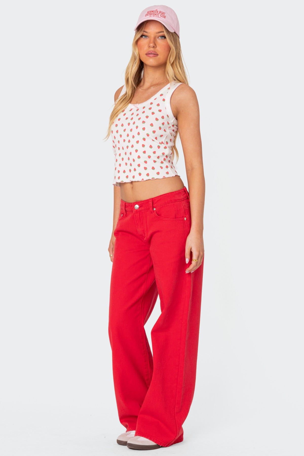 Roman Low Rise Baggy Jeans - RED