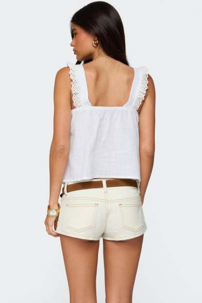 Viviana Linen Look Top - WHITE