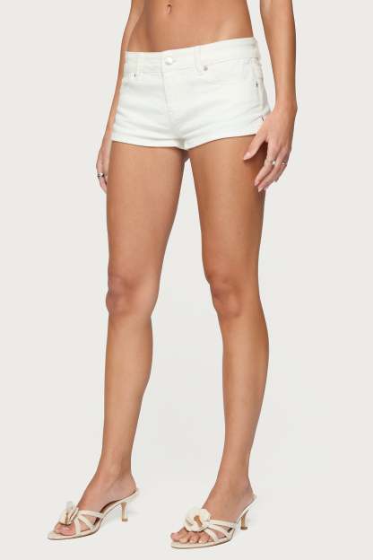 Jagger Low Rise Denim Shorts - WHITE