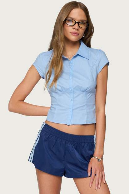 Massie Tailored Button Up Shirt - LIGHT BLUE