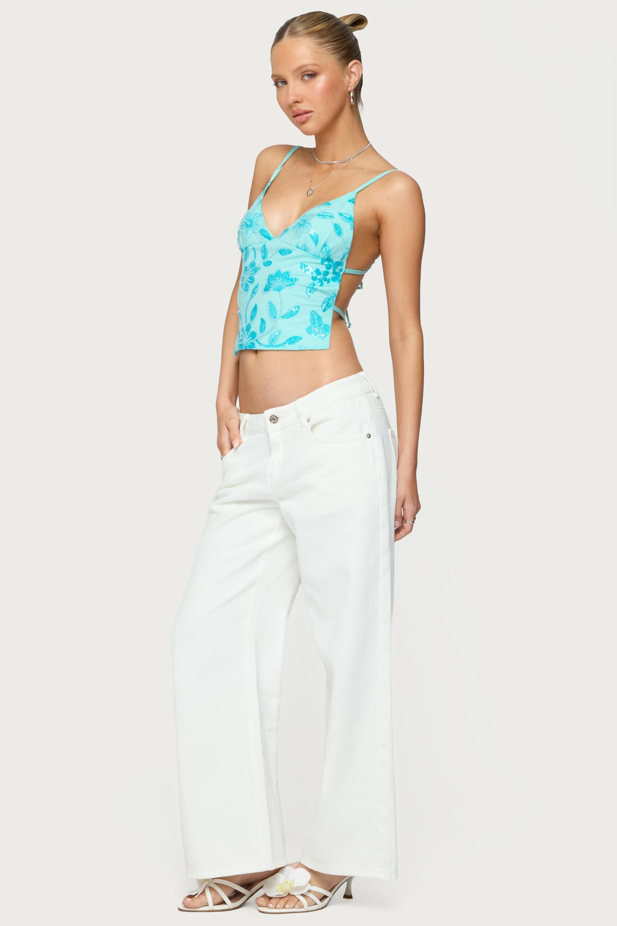Petite Roman Low Rise Baggy Jeans - WHITE
