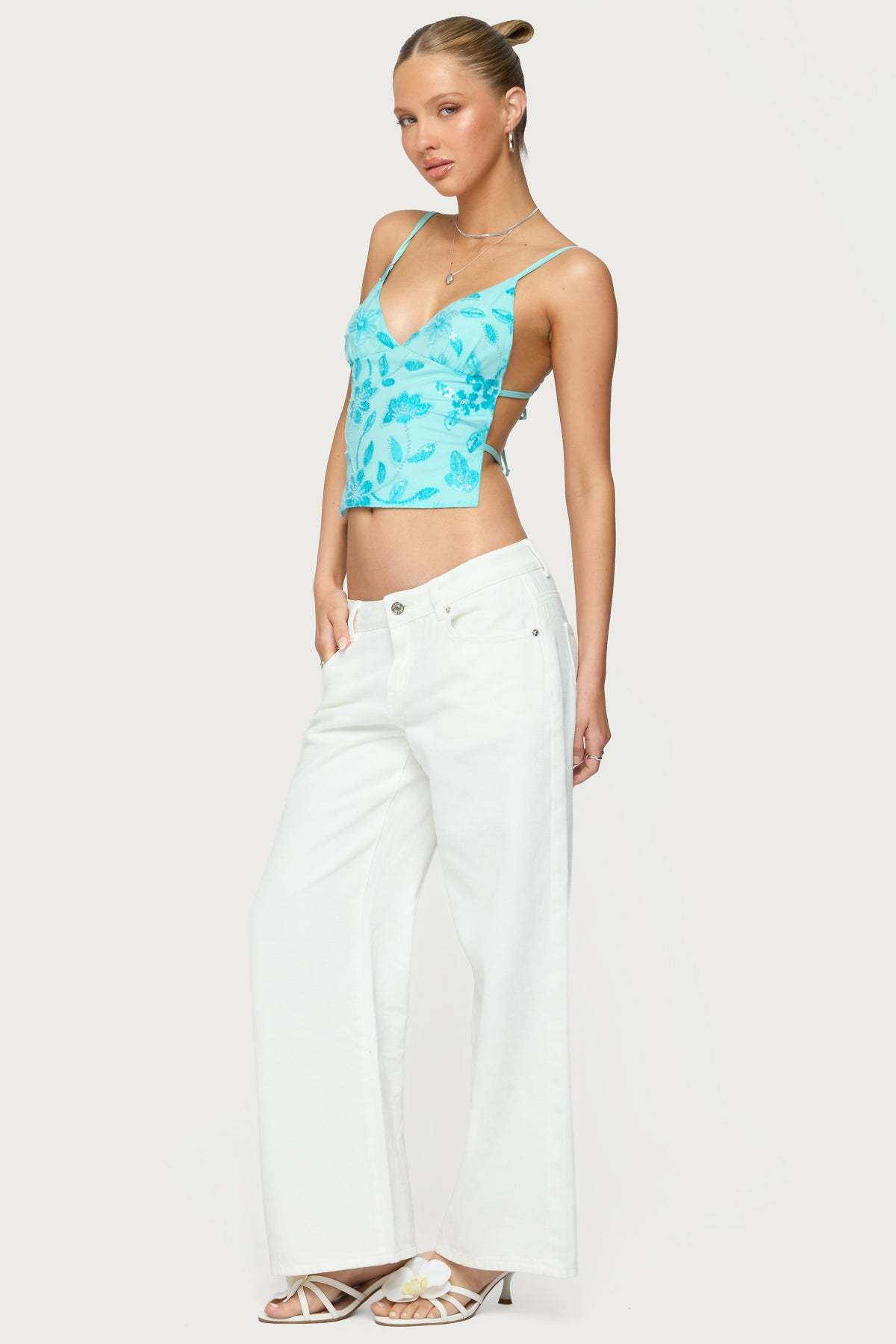 Petite Roman Low Rise Baggy Jeans - WHITE