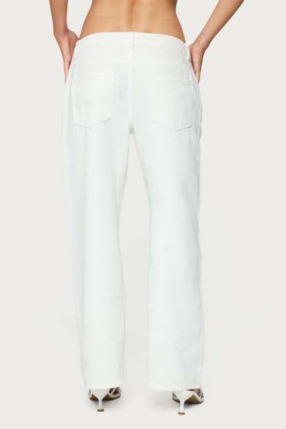 Petite Roman Low Rise Baggy Jeans - WHITE