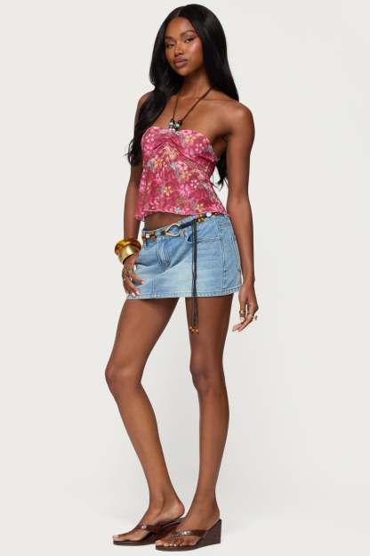 Chiara Denim Micro Skirt - BLUE VINTAGE WASHED