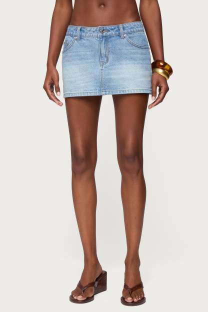 Chiara Denim Micro Skirt - BLUE VINTAGE WASHED