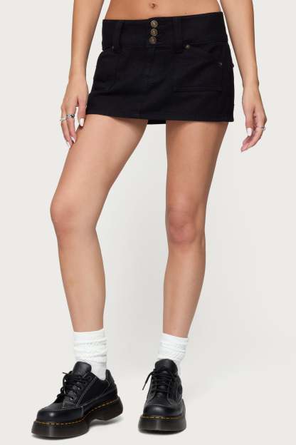 Mckinley Denim Mini Skirt - BLACK