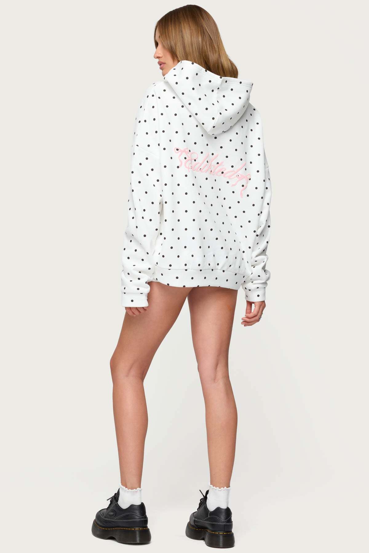 Chelsie Polka Dot Hoodie - WHITE