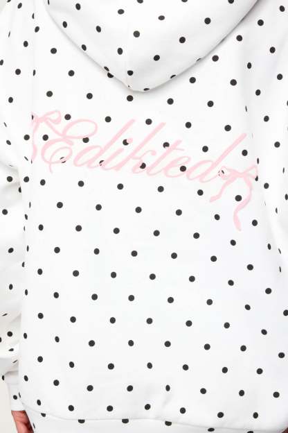 Chelsie Polka Dot Hoodie - WHITE