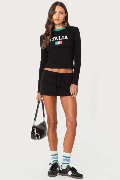 Bayside Slitted Micro Skort - BLACK