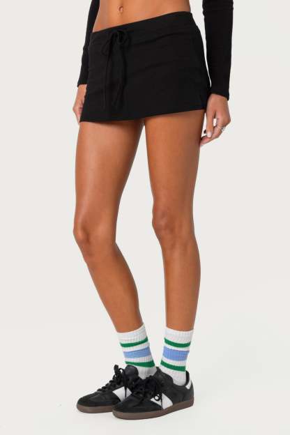 Bayside Slitted Micro Skort - BLACK