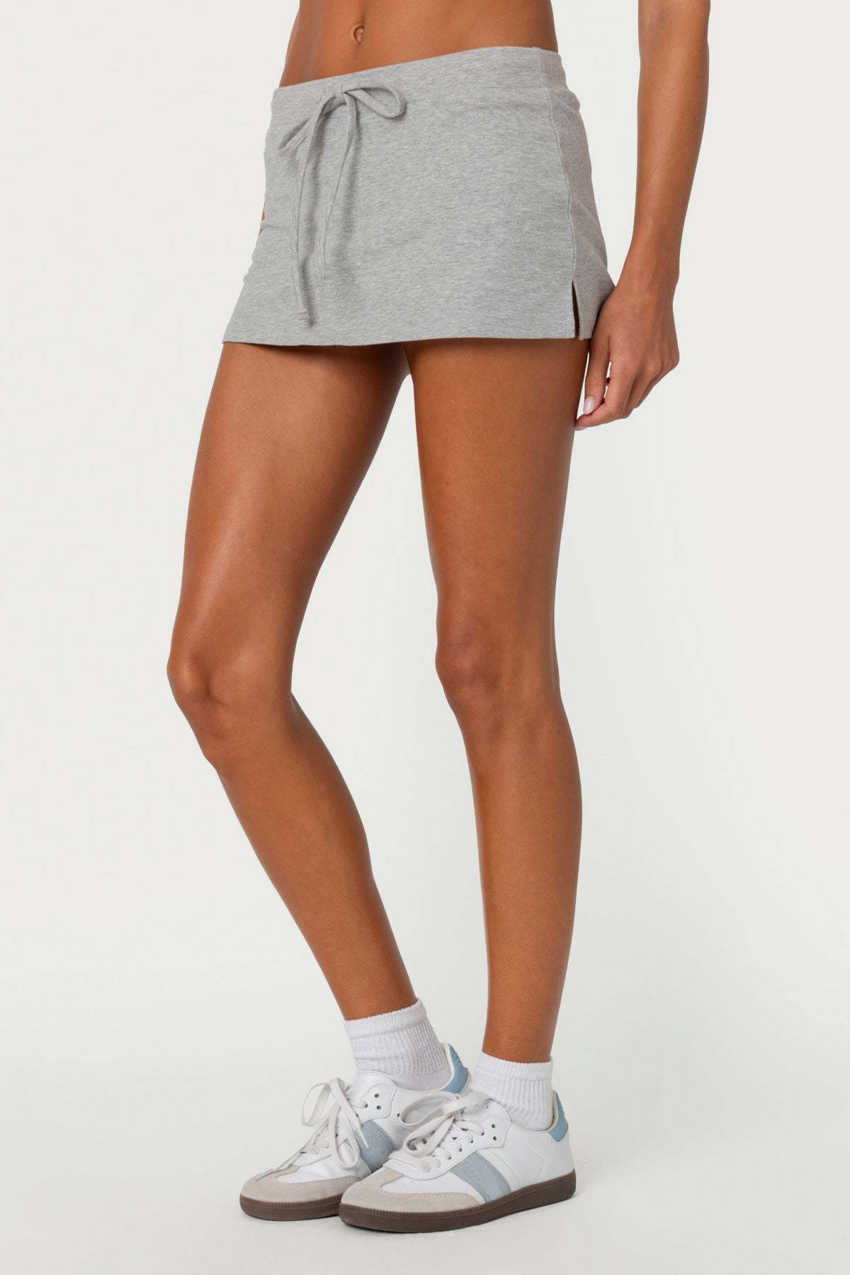 Bayside Slitted Micro Skort - GRAY MELANGE