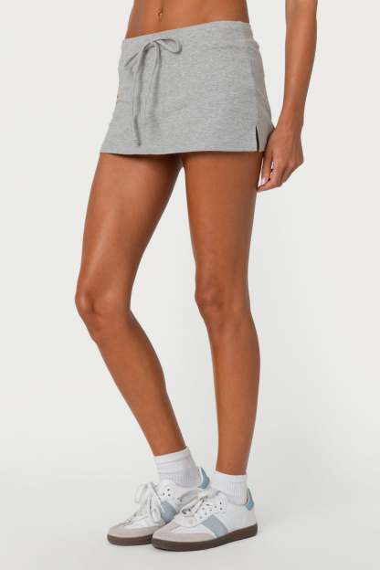 Bayside Slitted Micro Skort - GRAY MELANGE