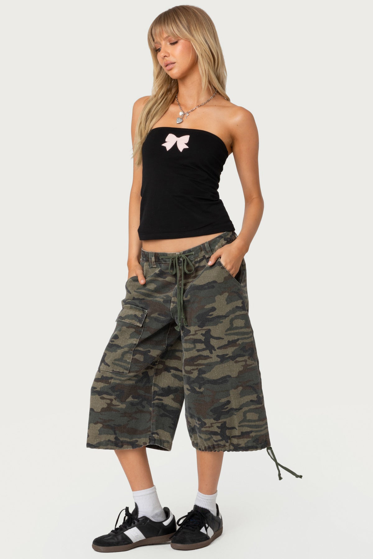 Camo Cargo Bermuda Shorts - OLIVE