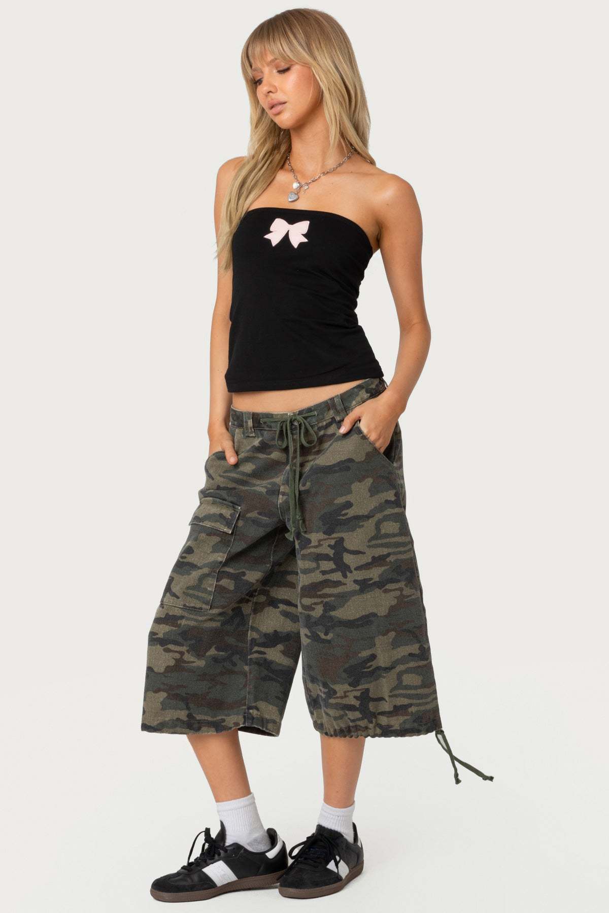Camo Cargo Bermuda Shorts - OLIVE