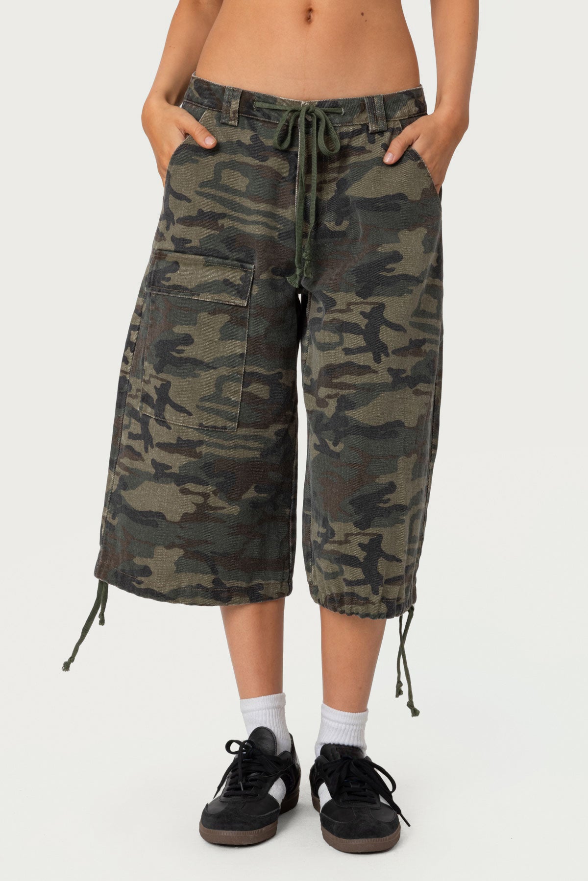 Camo Cargo Bermuda Shorts - OLIVE