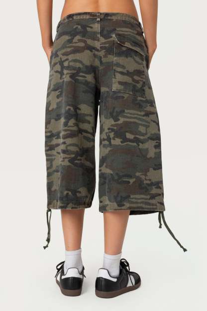 Camo Cargo Bermuda Shorts - OLIVE