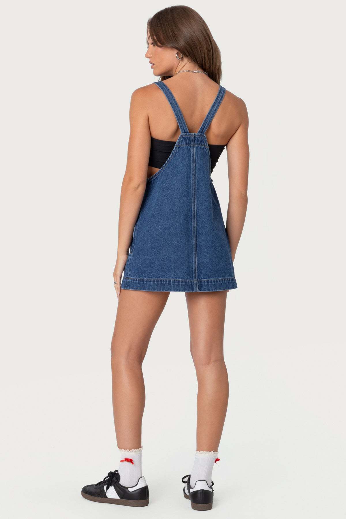 Overall Denim Mini Dress - BLUE WASHED