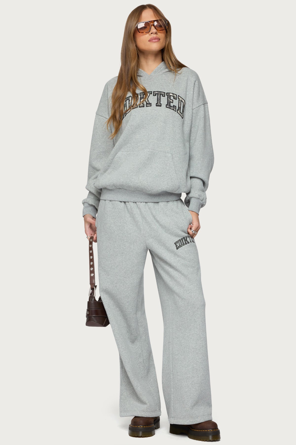 Edikted Crush Oversized Hoodie - DARK GRAY MELANGE