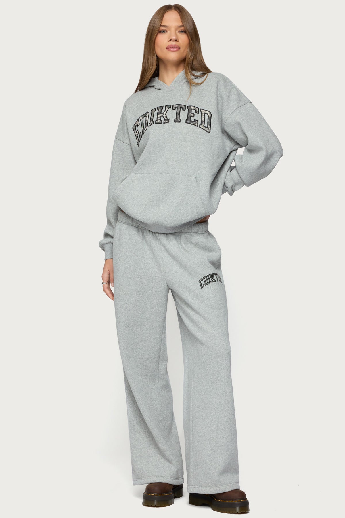 Edikted Crush Oversized Hoodie - DARK GRAY MELANGE