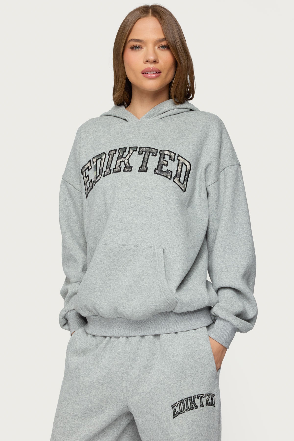 Edikted Crush Oversized Hoodie - DARK GRAY MELANGE