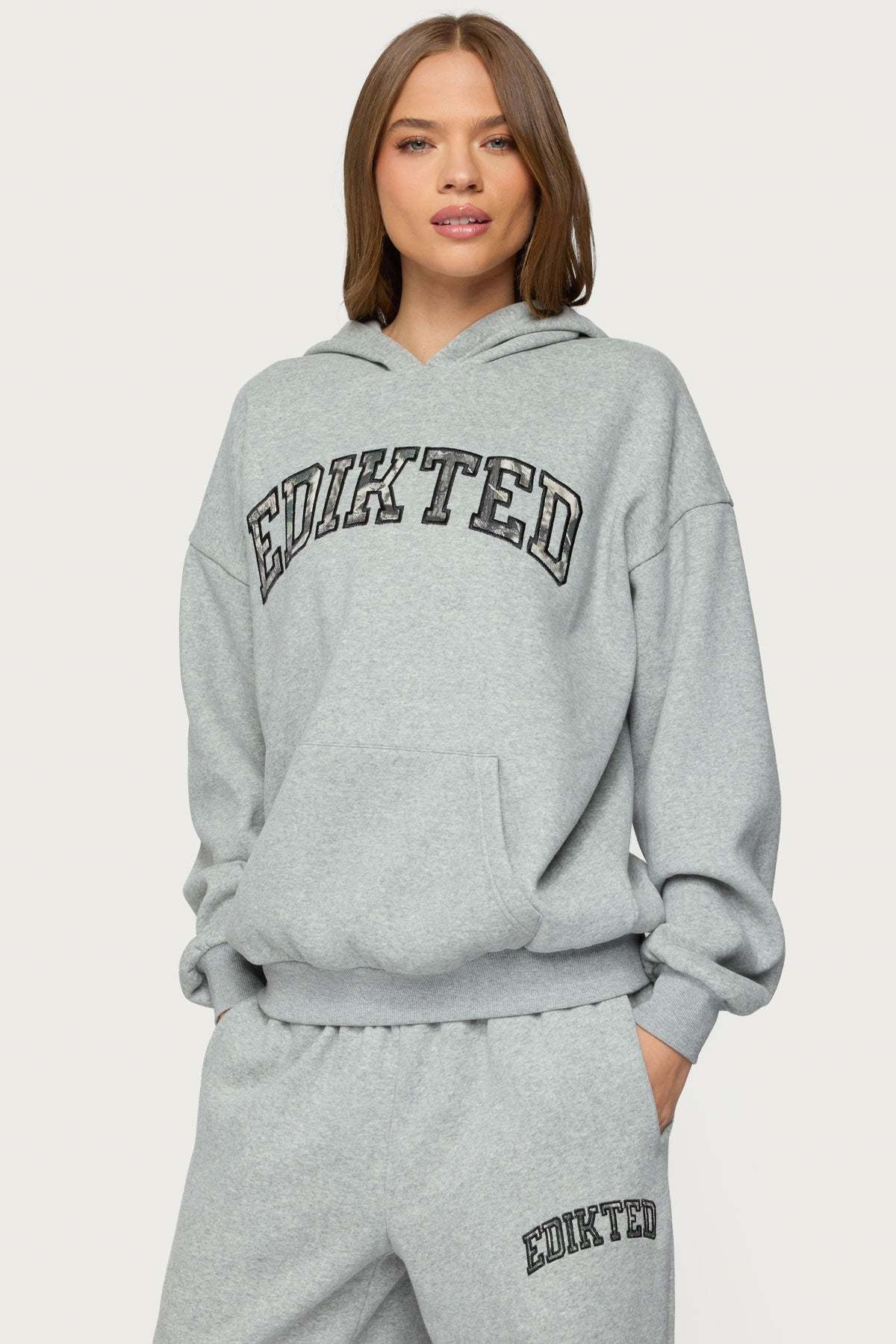 Edikted Crush Oversized Hoodie - DARK GRAY MELANGE