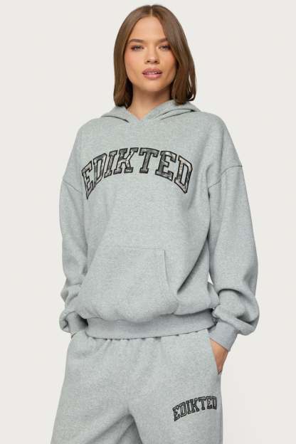 Edikted Crush Oversized Hoodie - DARK GRAY MELANGE