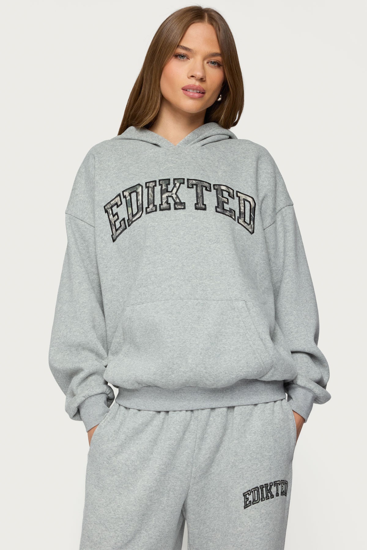Edikted Crush Oversized Hoodie - DARK GRAY MELANGE