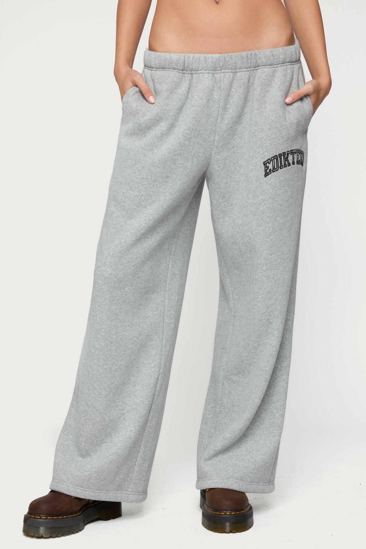 Edikted Crush Sweatpants - DARK GRAY MELANGE