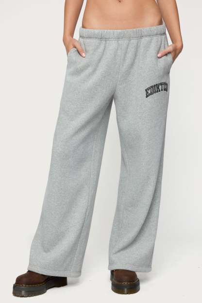 Edikted Crush Sweatpants - DARK GRAY MELANGE