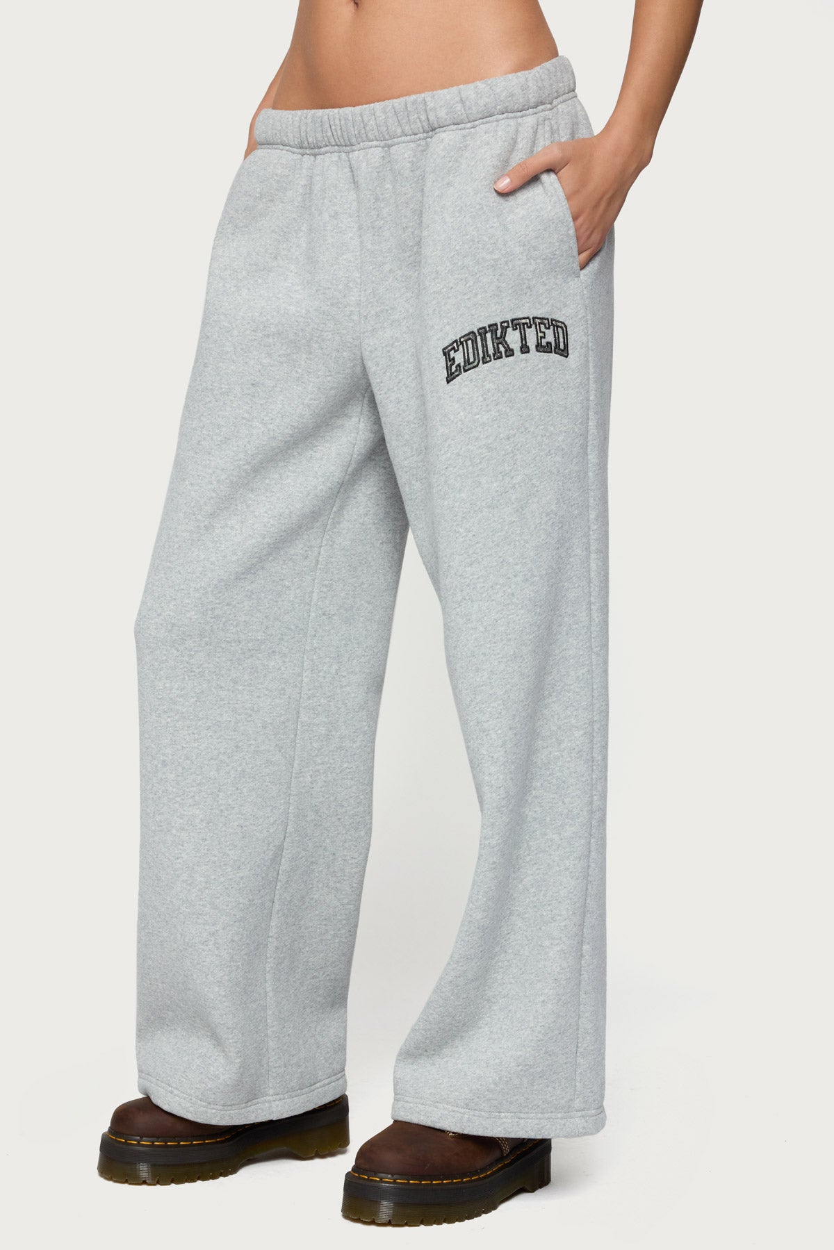 Edikted Crush Sweatpants - DARK GRAY MELANGE