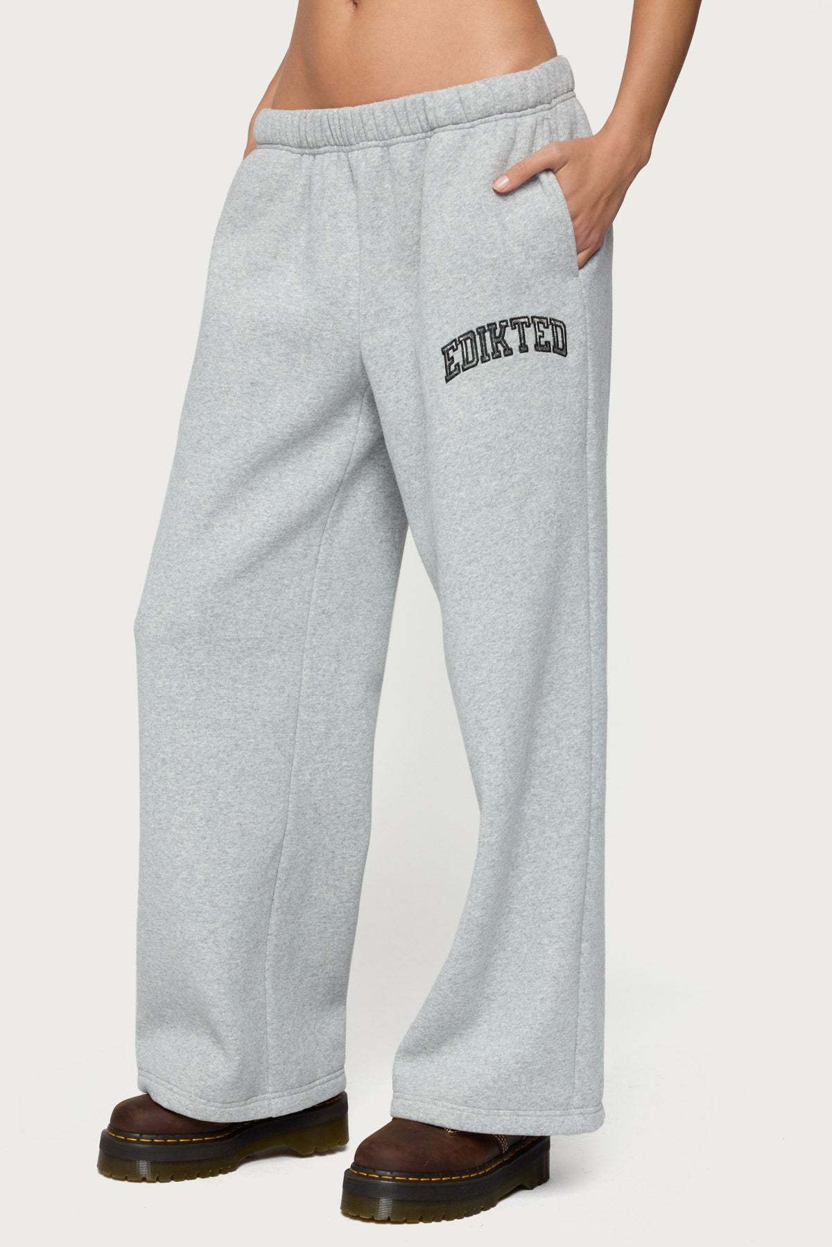 Edikted Crush Sweatpants - DARK GRAY MELANGE