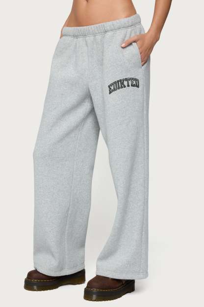Edikted Crush Sweatpants - DARK GRAY MELANGE