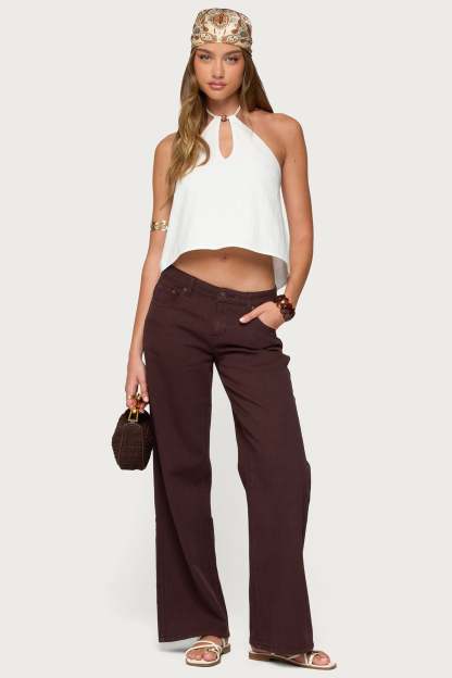 Roman Low Rise Baggy Jeans - BROWN
