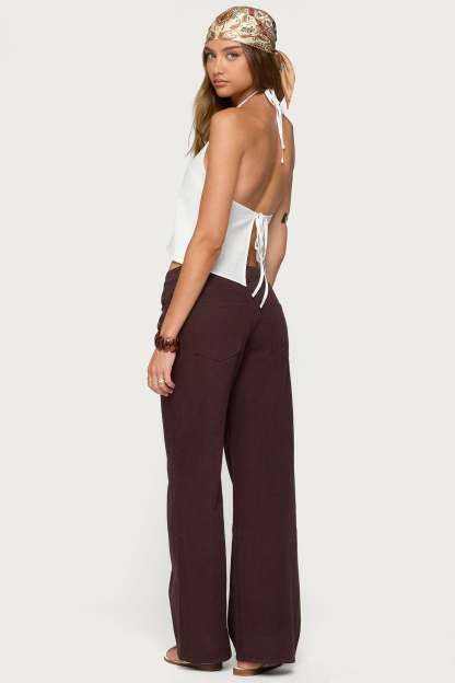 Roman Low Rise Baggy Jeans - BROWN