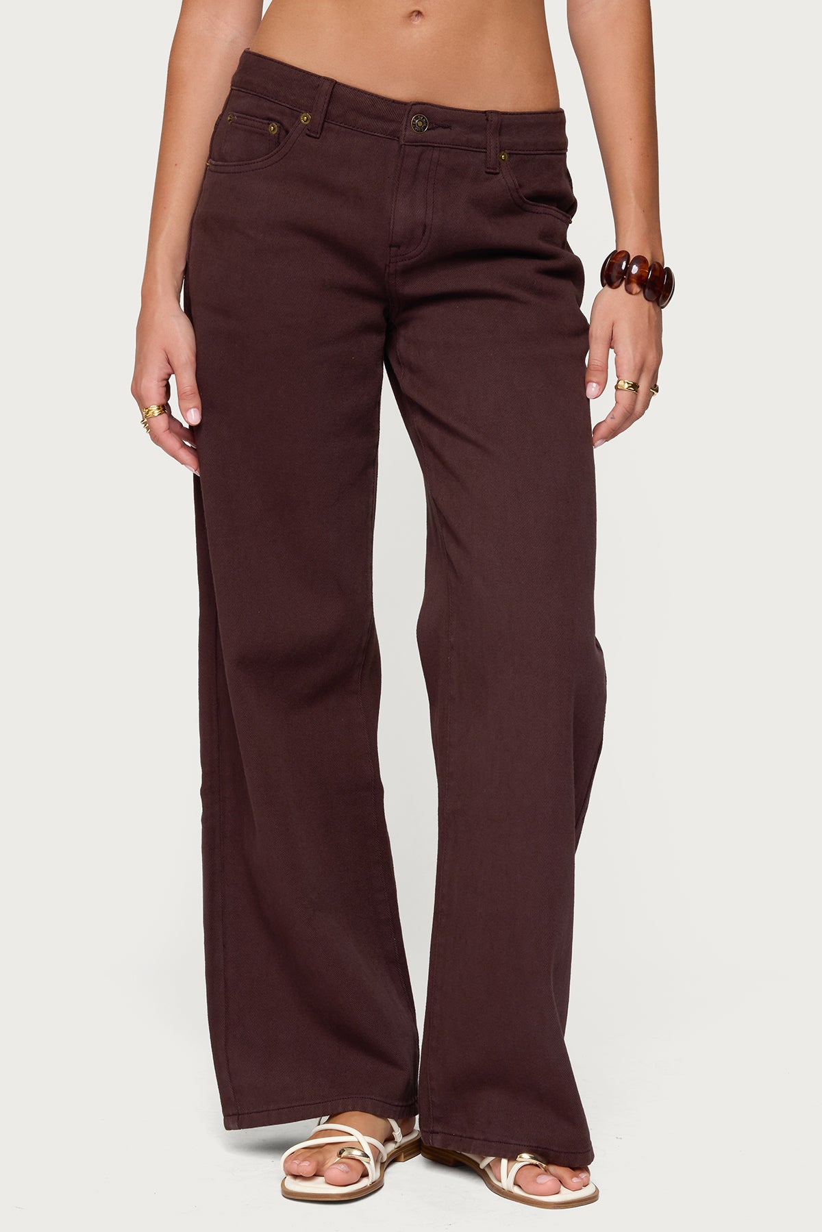 Roman Low Rise Baggy Jeans - BROWN
