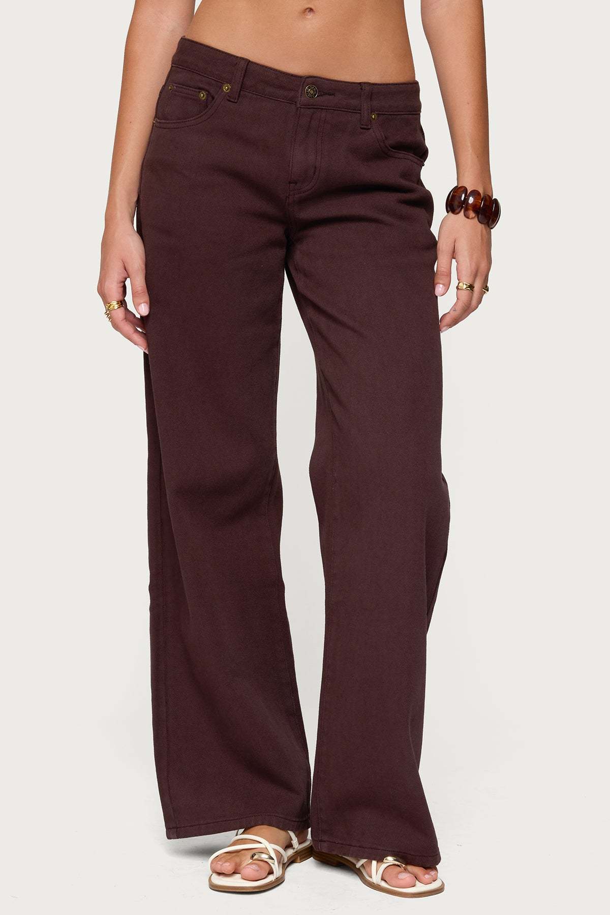 Roman Low Rise Baggy Jeans - BROWN