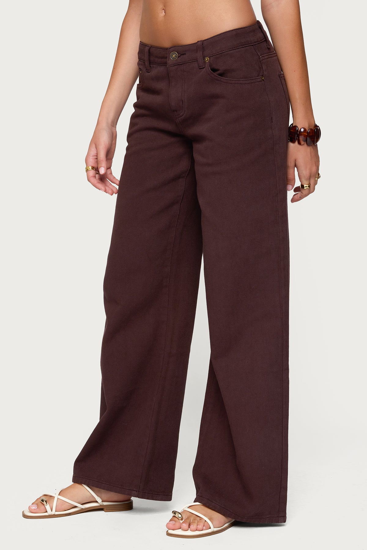 Roman Low Rise Baggy Jeans - BROWN