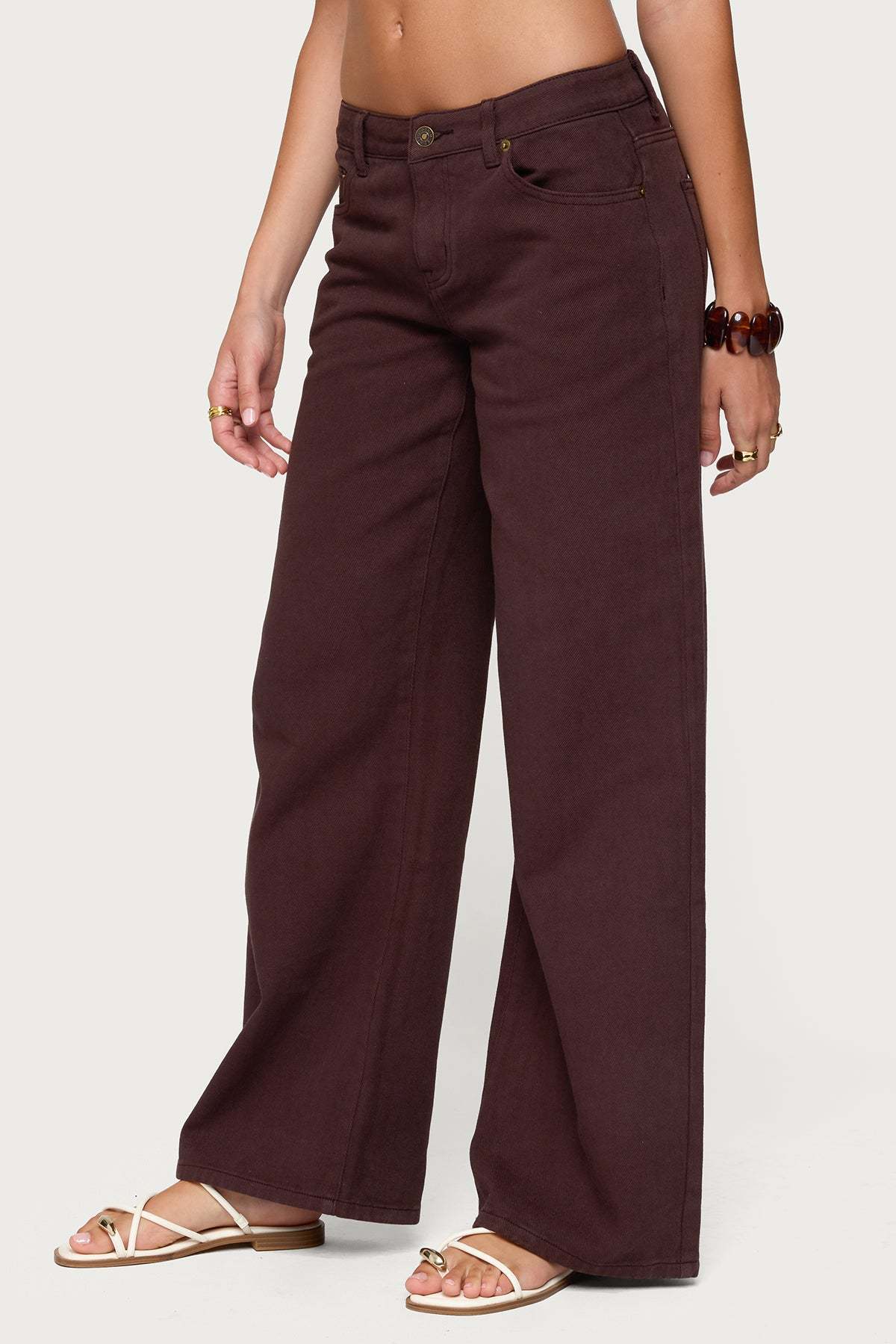 Roman Low Rise Baggy Jeans - BROWN