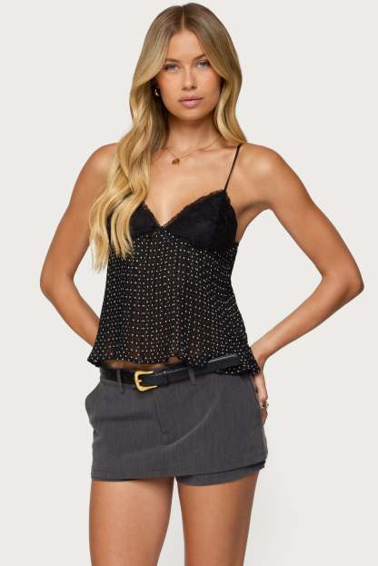 Rhian Lacey Pleated Babydoll Top - BLACK