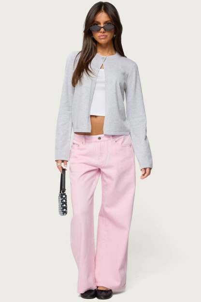 Petite Roman Low Rise Baggy Jeans - PINK