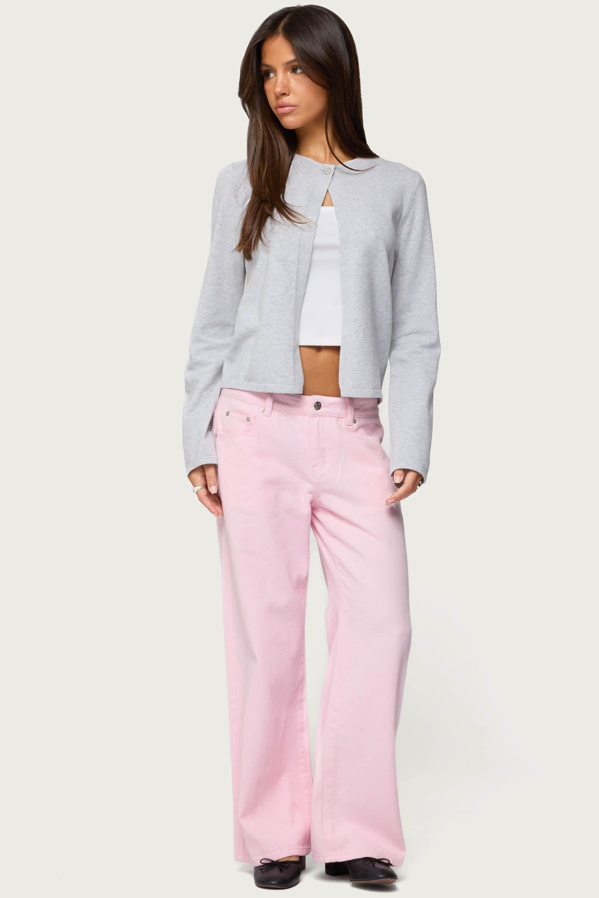 Petite Roman Low Rise Baggy Jeans - PINK